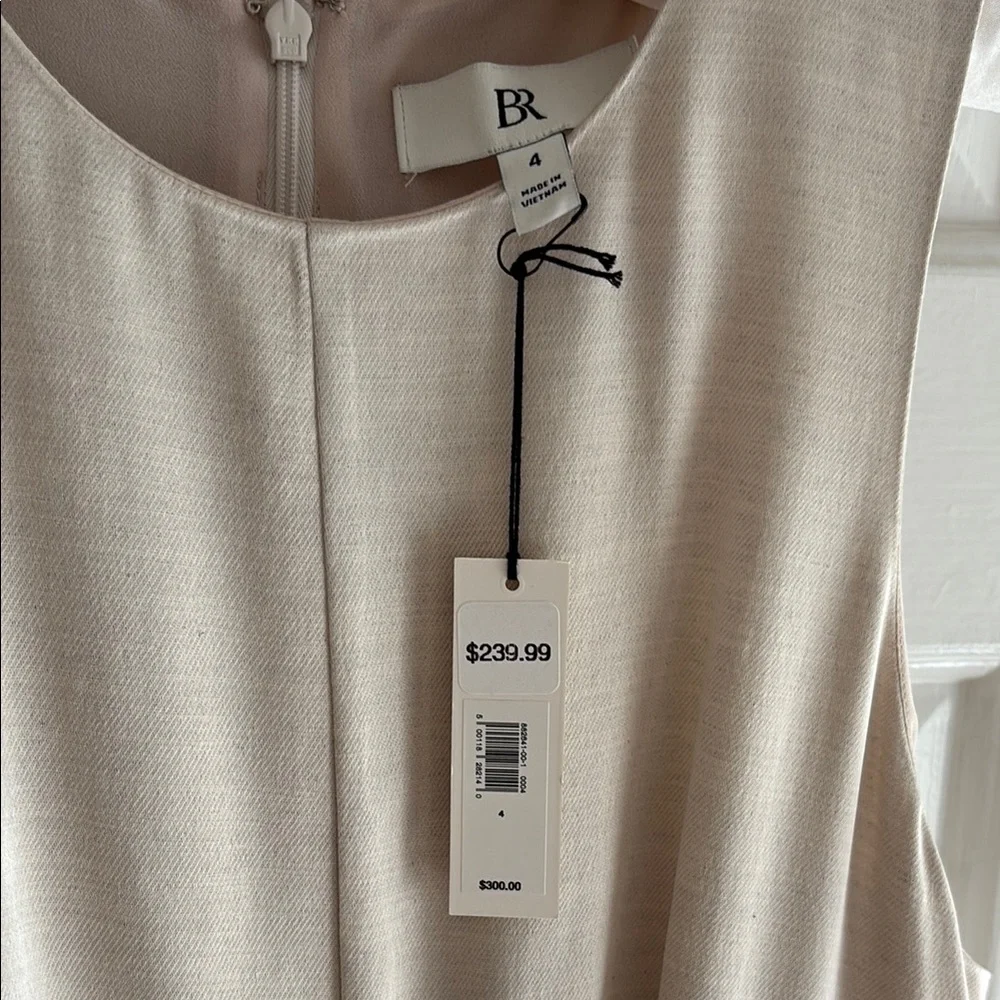 Banana Republic Ness Pleated Satin Midi Dress Size 4 Cream - Picture 9 of 14